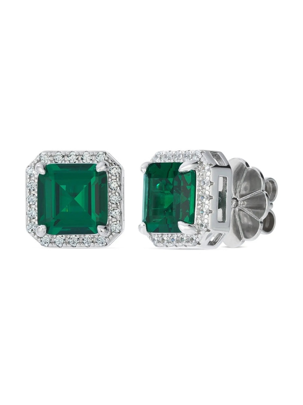 Bethenny x Anna Zuckerman Asscher Studs in Green Emerald BNIB